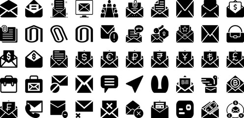 Mail Icon Set Isolated Silhouette Solid Icons With Symbol, Mail, Sign, Icon, Communication, Message, Web Infographic Simple Vector Illustration
