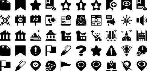 Mark Icon Set Isolated Silhouette Solid Icons With Vector, Symbol, Sign, Illustration, Mark, Isolated, Icon Infographic Simple Vector Illustration