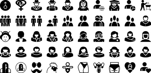 Male Icon Set Isolated Silhouette Solid Icons With Symbol, Icon, People, Male, Female, Vector, Illustration Infographic Simple Vector Illustration