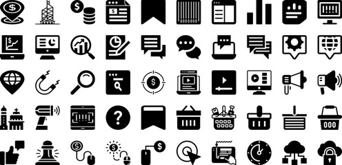 Mark Icon Set Isolated Silhouette Solid Icons With Vector, Sign, Icon, Illustration, Isolated, Symbol, Mark Infographic Simple Vector Illustration