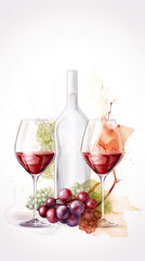 Wine tasting banner,  white and clean minimalistic modern flyer card.  AI generative