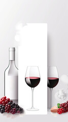 Wine tasting banner,  white and clean minimalistic modern flyer card.  AI generative