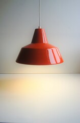 Orange workshop pendant light. Design from Louis Poulsen Denmark 1960s. 