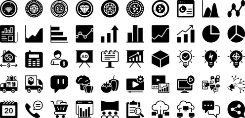 Mark Icon Set Isolated Silhouette Solid Icons With Isolated, Sign, Vector, Mark, Symbol, Icon, Illustration Infographic Simple Vector Illustration