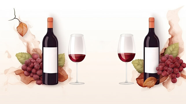 Wine tasting banner,  white and clean minimalistic modern flyer card.  AI generative