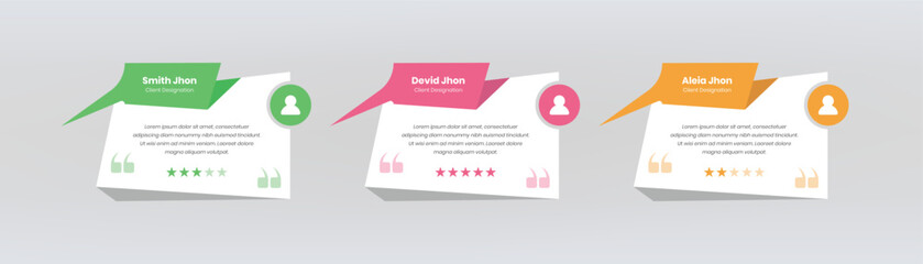Client feedback or customer rating card with minimalistic abstract shapes for web and mobile ui elements