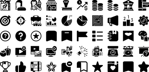 Mark Icon Set Isolated Silhouette Solid Icons With Isolated, Sign, Icon, Mark, Illustration, Symbol, Vector Infographic Simple Vector Illustration