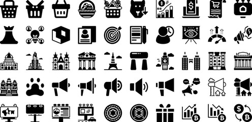 Mark Icon Set Isolated Silhouette Solid Icons With Icon, Illustration, Isolated, Symbol, Mark, Sign, Vector Infographic Simple Vector Illustration