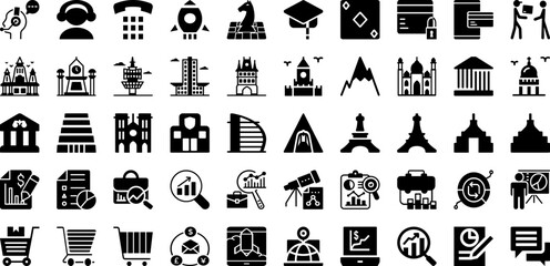 Mark Icon Set Isolated Silhouette Solid Icons With Icon, Sign, Symbol, Isolated, Mark, Illustration, Vector Infographic Simple Vector Illustration