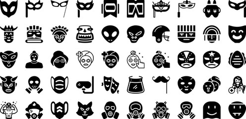 Mask Icon Set Isolated Silhouette Solid Icons With Medical, Icon, Virus, Coronavirus, Vector, Corona, Mask Infographic Simple Vector Illustration