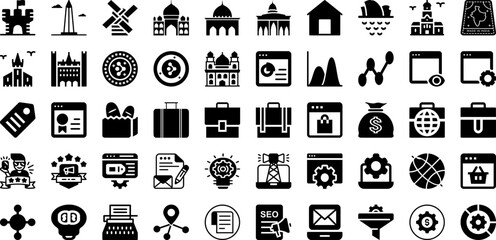 Mark Icon Set Isolated Silhouette Solid Icons With Sign, Icon, Mark, Isolated, Vector, Illustration, Symbol Infographic Simple Vector Illustration