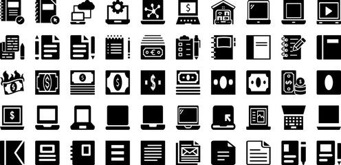 Obraz na płótnie Canvas Note Icon Set Isolated Silhouette Solid Icons With Design, Sign, Symbol, Note, Illustration, Vector, Icon Infographic Simple Vector Illustration