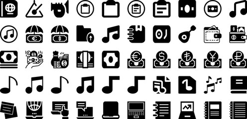Note Icon Set Isolated Silhouette Solid Icons With Icon, Symbol, Sign, Illustration, Note, Vector, Design Infographic Simple Vector Illustration