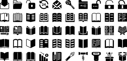 Obraz na płótnie Canvas Open Icon Set Isolated Silhouette Solid Icons With Vector, Icon, Open, Line, Illustration, Symbol, Sign Infographic Simple Vector Illustration