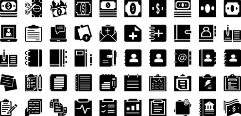 Note Icon Set Isolated Silhouette Solid Icons With Vector, Note, Symbol, Icon, Design, Sign, Illustration Infographic Simple Vector Illustration