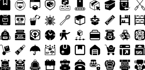Pack Icon Set Isolated Silhouette Solid Icons With Set, Thin, Collection, Business, Icon, Line, Vector Infographic Simple Vector Illustration