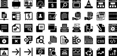 Page Icon Set Isolated Silhouette Solid Icons With Set, Web, Icon, Vector, Sign, Symbol, Page Infographic Simple Vector Illustration