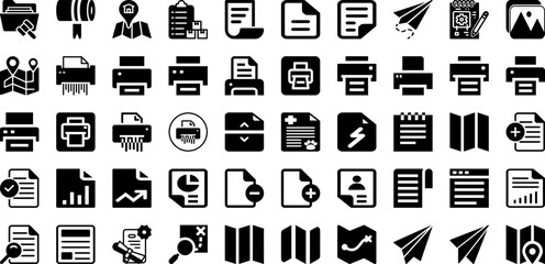 Paper Icon Set Isolated Silhouette Solid Icons With Symbol, Sign, Vector, Business, Icon, Paper, Document Infographic Simple Vector Illustration