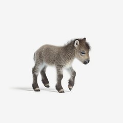 Obraz premium horse, animal, farm, pony, donkey, brown, nature, foal, mammal, field, grass, wild, horses, head, portrait, equine, white, animals, wildlife, baby, pasture, mare, white background, isolated, meadow