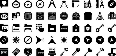 Pass Icon Set Isolated Silhouette Solid Icons With Vector, Icon, Symbol, Pass, Line, Outline, Sign Infographic Simple Vector Illustration