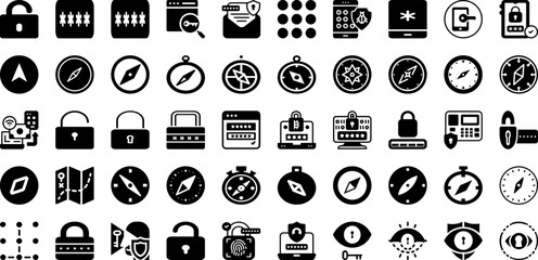 Pass Icon Set Isolated Silhouette Solid Icons With Symbol, Pass, Line, Sign, Vector, Icon, Outline Infographic Simple Vector Illustration