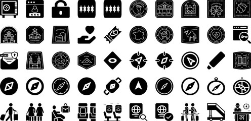 Pass Icon Set Isolated Silhouette Solid Icons With Vector, Icon, Sign, Outline, Line, Pass, Symbol Infographic Simple Vector Illustration