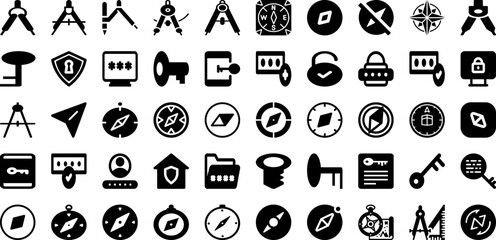 Pass Icon Set Isolated Silhouette Solid Icons With Line, Outline, Icon, Vector, Pass, Sign, Symbol Infographic Simple Vector Illustration