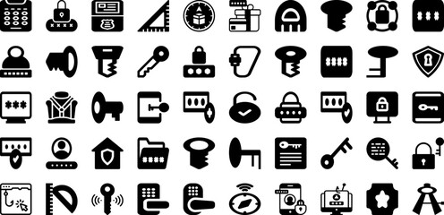 Pass Icon Set Isolated Silhouette Solid Icons With Icon, Vector, Pass, Outline, Sign, Symbol, Line Infographic Simple Vector Illustration