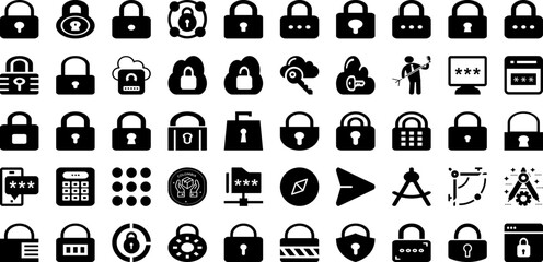 Pass Icon Set Isolated Silhouette Solid Icons With Outline, Pass, Icon, Symbol, Line, Vector, Sign Infographic Simple Vector Illustration