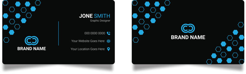 Business Card, Modern business card template, Flat design, Business Card Layout, Double sided business card template, Black business card, White business card design, professional business card