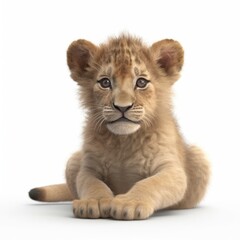 Fototapeta na wymiar lion, baby, young, kitten, animal, pet, isolated, feline, domestic, fur, white, kitty, pets, cute, mammal, sitting, small, fluffy, animals, young, baby, looking, white background, furry, black, purebr