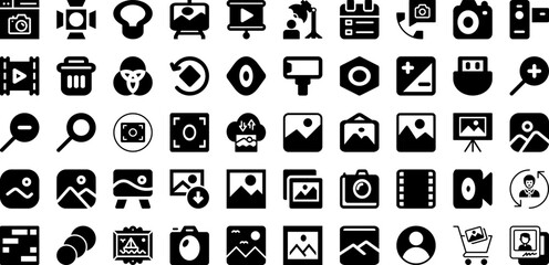 Photo Icon Set Isolated Silhouette Solid Icons With Photo, Sign, Symbol, Camera, Design, Vector, Icon Infographic Simple Vector Illustration