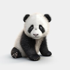 Obraz premium panda, animal, bear, mammal, china, ferret, giant, wildlife, bamboo, isolated, black, wild, white background, white, zoo, nature, red panda, giant panda, cute, raccoon, eating, polecat, baby, front vi