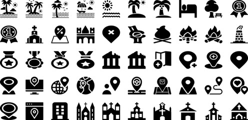 Place Icon Set Isolated Silhouette Solid Icons With Symbol, Flat, Location, Vector, Place, Icon, Sign Infographic Simple Vector Illustration