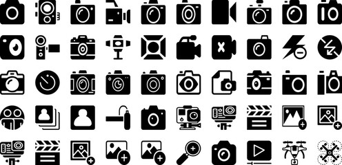 Photo Icon Set Isolated Silhouette Solid Icons With Sign, Camera, Design, Vector, Photo, Symbol, Icon Infographic Simple Vector Illustration