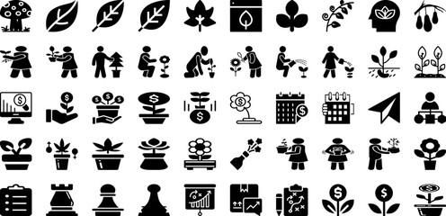 Plan Icon Set Isolated Silhouette Solid Icons With Illustration, Symbol, Business, Plan, Sign, Icon, Vector Infographic Simple Vector Illustration