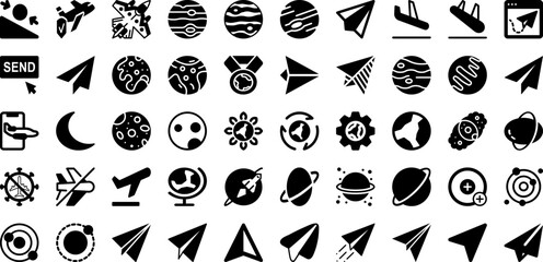 Plane Icon Set Isolated Silhouette Solid Icons With Symbol, Icon, Airplane, Plane, Vector, Travel, Aircraft Infographic Simple Vector Illustration