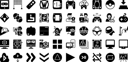 Play Icon Set Isolated Silhouette Solid Icons With Symbol, Icon, Music, Sign, Button, Media, Play Infographic Simple Vector Illustration