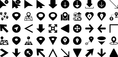 Point Icon Set Isolated Silhouette Solid Icons With Vector, Illustration, Symbol, Icon, Point, Sign, Line Infographic Simple Vector Illustration