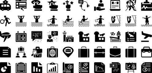 Port Icon Set Isolated Silhouette Solid Icons With Vector, Ship, Line, Port, Icon, Set, Cargo Infographic Simple Vector Illustration