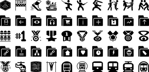 Port Icon Set Isolated Silhouette Solid Icons With Port, Vector, Line, Set, Icon, Ship, Cargo Infographic Simple Vector Illustration