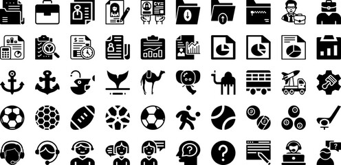 Port Icon Set Isolated Silhouette Solid Icons With Ship, Port, Line, Icon, Cargo, Set, Vector Infographic Simple Vector Illustration
