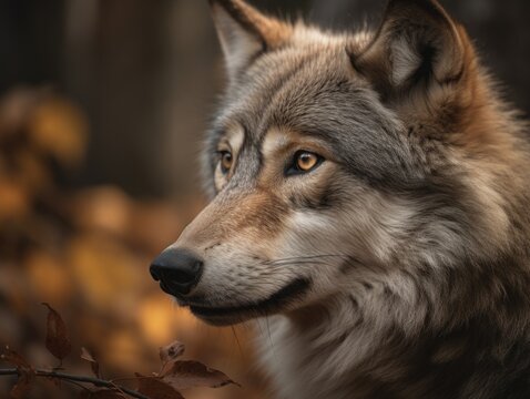 Captivating Gray Wolf in Nature, AI Generated