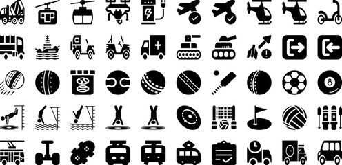 Port Icon Set Isolated Silhouette Solid Icons With Icon, Port, Ship, Cargo, Set, Vector, Line Infographic Simple Vector Illustration
