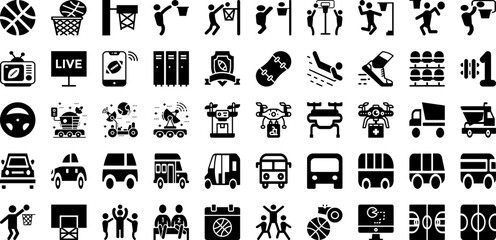 Port Icon Set Isolated Silhouette Solid Icons With Line, Cargo, Vector, Icon, Set, Port, Ship Infographic Simple Vector Illustration