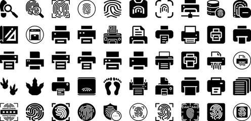 Print Icon Set Isolated Silhouette Solid Icons With Vector, Printer, Symbol, Icon, Set, Design, Print Infographic Simple Vector Illustration