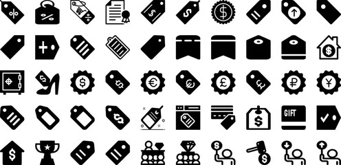 Price Icon Set Isolated Silhouette Solid Icons With Icon, Sign, Money, Price, Outline, Vector, Line Infographic Simple Vector Illustration