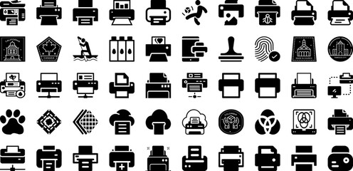 Print Icon Set Isolated Silhouette Solid Icons With Vector, Symbol, Print, Design, Icon, Set, Printer Infographic Simple Vector Illustration