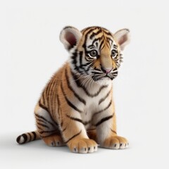 Obraz premium tiger, animal, baby, young, wildlife, wild, feline, mammal, nature, predator, zoo, stripes, siberian, bengal, big, carnivore, head, fur, striped, white, wildcat, safari, dangerous, hunter, isolated, b