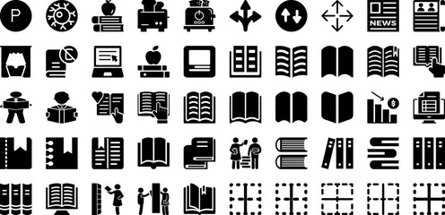 Obraz na płótnie Canvas Read Icon Set Isolated Silhouette Solid Icons With Icon, Education, Symbol, Illustration, Vector, Book, Design Infographic Simple Vector Illustration